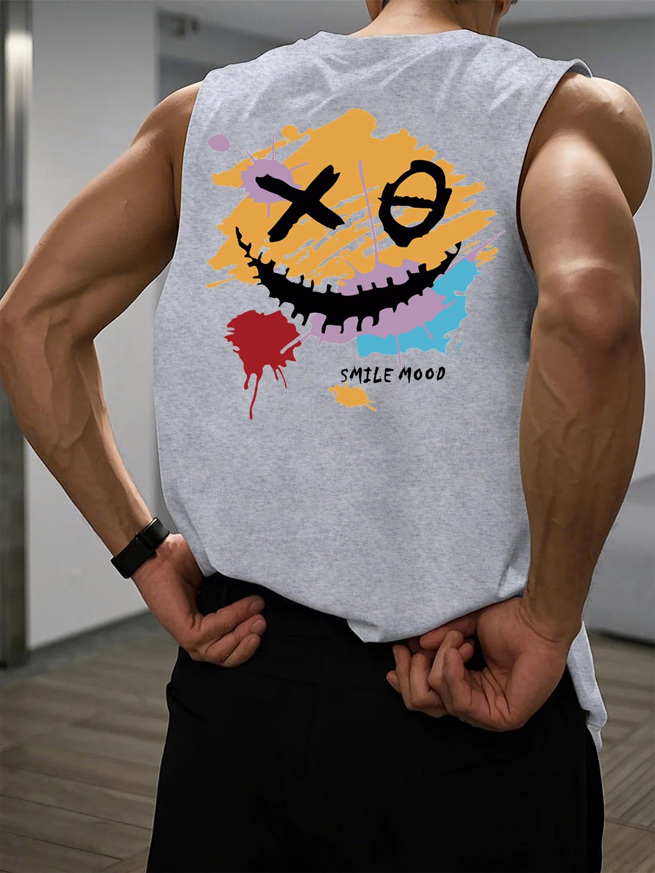 😄 Men’s Summer Sleeveless Vest,XO Smiling Face Print | Loose Fit | Comfortable & Breathable | Casual & Travel