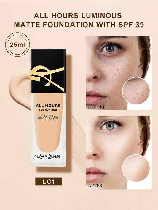 Yves Saint Laurent All Hours Foundation Full Cover Luminous Matte-All Day Long Wear SPF 20 #LC1 #LC2 #LN1 #LN4 - 0.84 fl.oz./25m