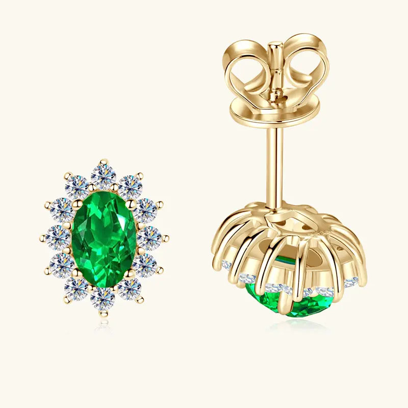 Lnngy Oval/Marqusie Cut Artificial Emerald Stud Earring for Women ohrringe silber 925 Sterling Silver Earring Daily Jewelry Gift