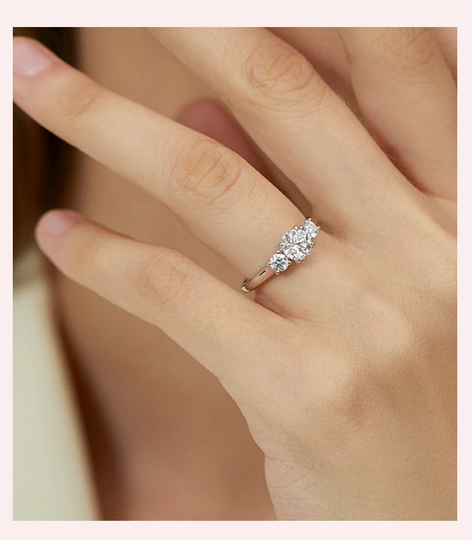 GRA Shiny Real 1CT D Color Moissanite Diamond Wedding Rings For Women Original 925 Sterling Silver Luxury Quality Fine Jewelry