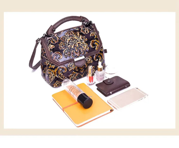 MOTAORA Womens Genuine Leather Luxury Handbag Handmade Embossed Vintage Shoulder Crossbody Bag New Arrival