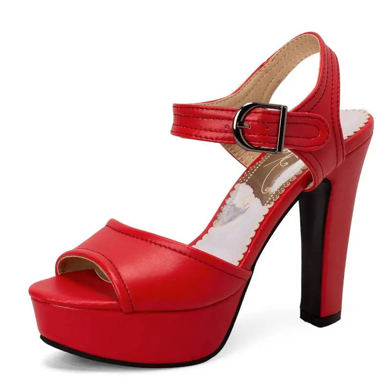 Women’s ORCHA LISA Peep Toe Chunky Heel Sandals – 12 cm Heel, 3 cm Platform, Plus Sizes 33 to 50
