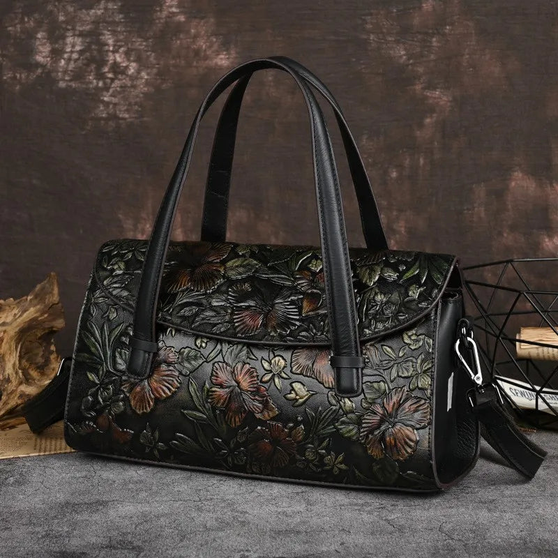 MOTAORA New Genuine Leather Women's Handbag Retro Handmade Embossed Shoulder Bag Versatile Large Capacity Cowhide Crossbody Bags