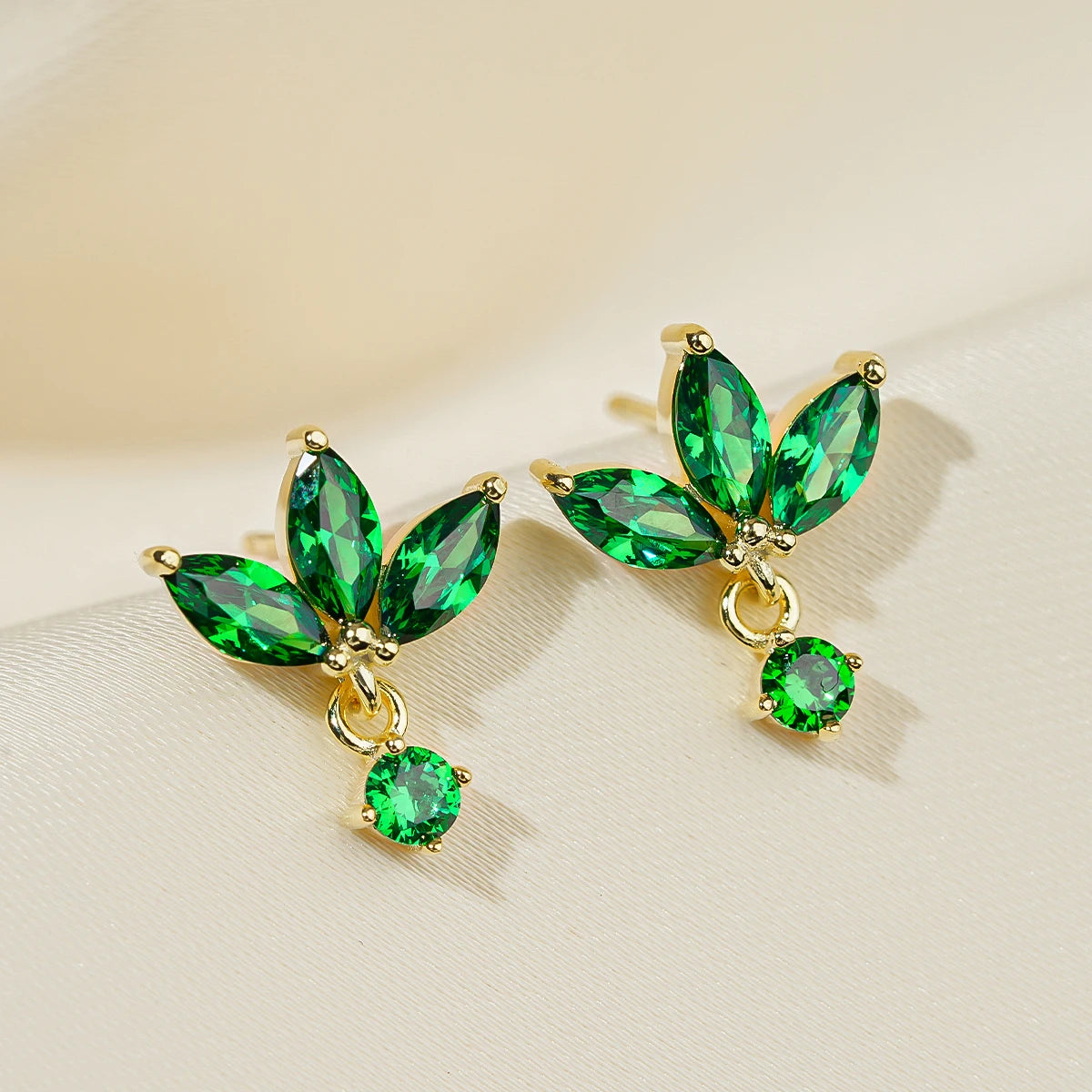 Lnngy Oval/Marqusie Cut Artificial Emerald Stud Earring for Women ohrringe silber 925 Sterling Silver Earring Daily Jewelry Gift