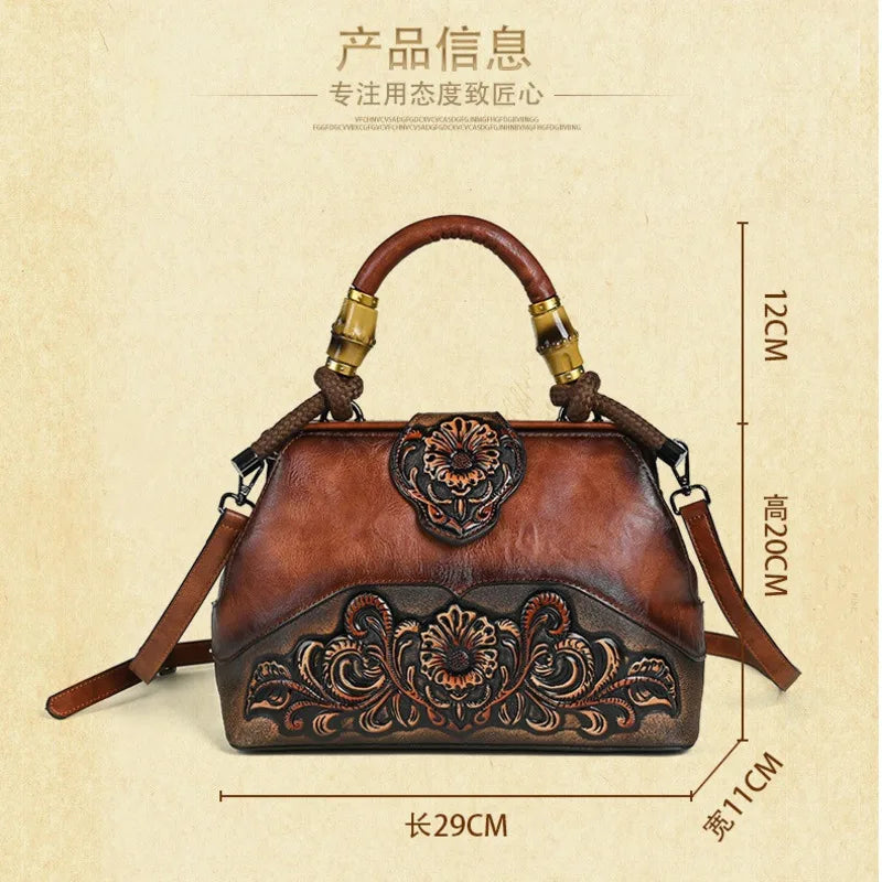 MOTAORA Handmade Luxury Handbags For Women Leather Shoulder Bags 2025 New Vintage Carved Ladies Hand Bags Designer Luxury Bag