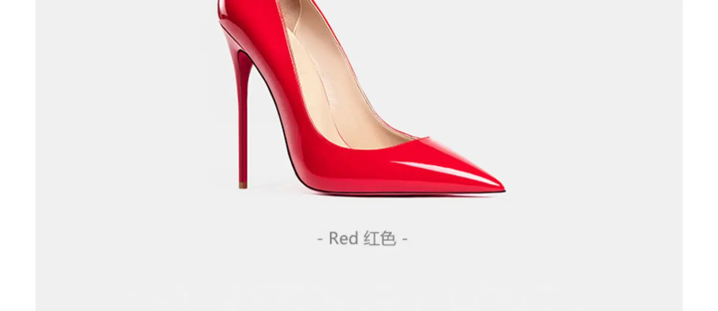 10cm (2) Women’s Patent Leather Pointed-Toe High Heels – 10cm Thin Heel
