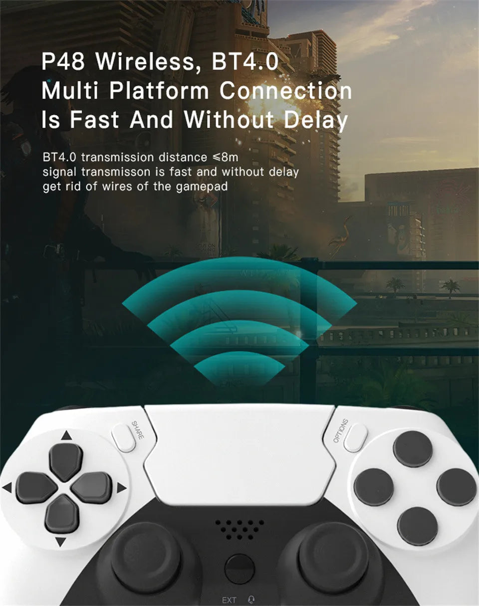 GAMINJA Wireless Controller Bluetooth Gamepad Double Vibration 6Axis Joypad Touchpad Microphone Earphone Port For PS4 PS3 PC