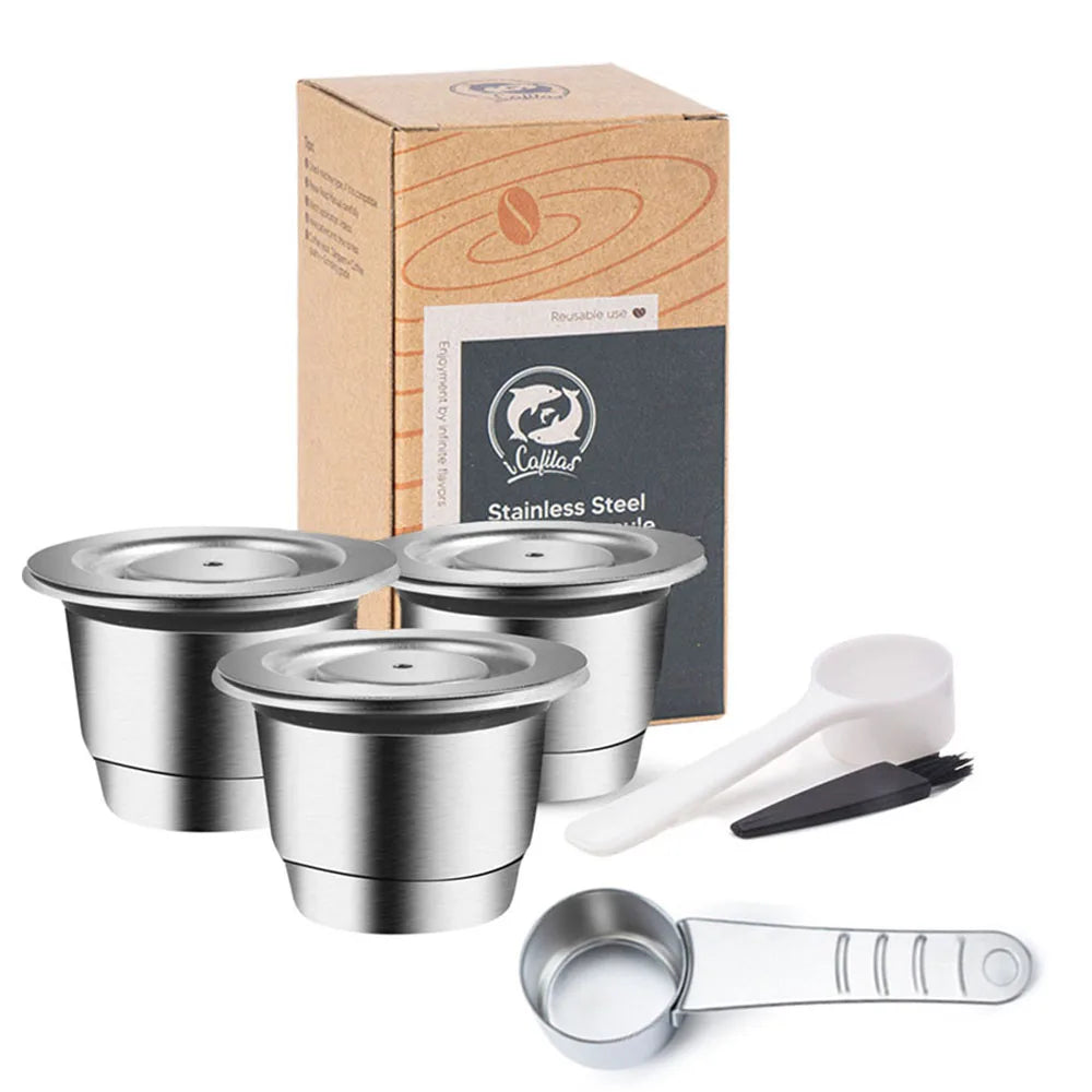 Coffee Capsule For Nespresso Reusable Stainless Steel Refillable Filters Espresso Pod Fit Inissia Pixie Essenza Mini CoffeeMaker