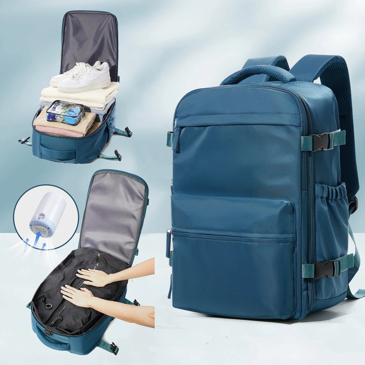 Vacuum Backpack Travel Bag for Men Large Capacity airback Backpack Business Laptop Backpack Women Expandable Backpack School Bag