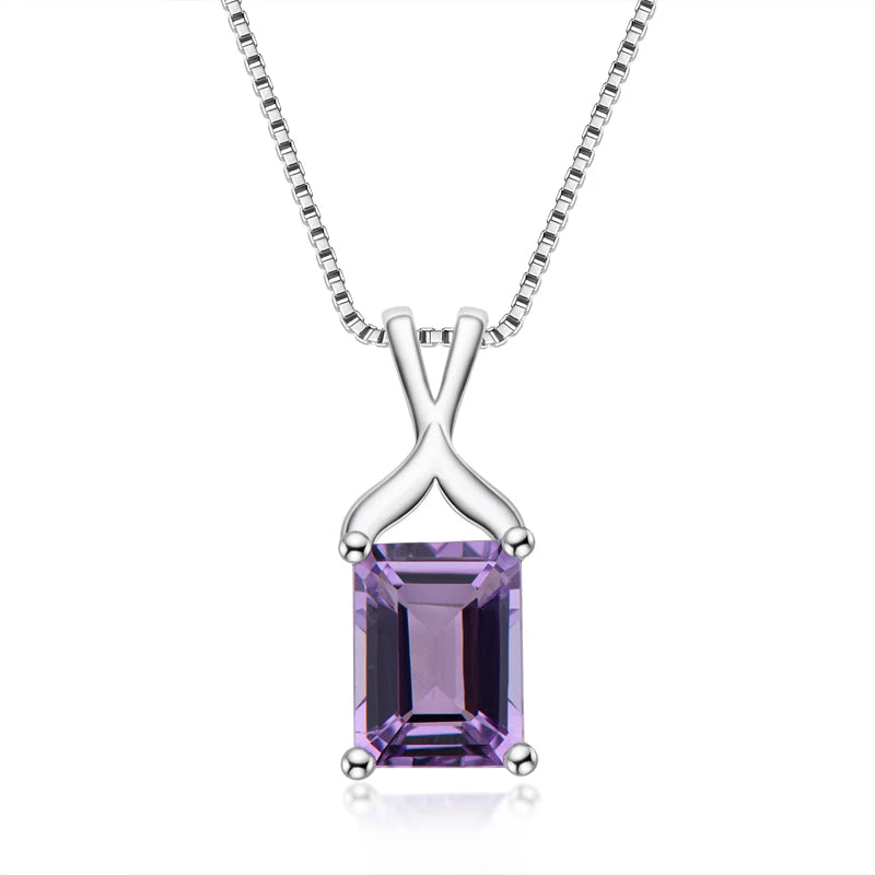 Lnngy Certified 925 Sterling Silver Chain Necklace Irregular Colorful Gemstone Pendant Necklaces for Women Collar Mujer
