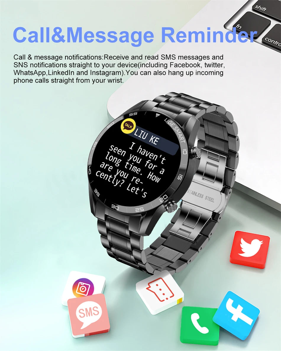 LIGE New BW0189 PRO Smart Watch Men Bluetooth Call Watch IP67 Waterproof Sports Fitness Watch For Android IOS Men Smart Watch
