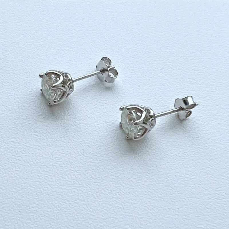 JoyceJelly 1/2/4CT VVS D Color Moissanite Russian Cut 8H8A Lab Diamond Stud Earrings For Women S925 Sterling Silver Fine Jewelry