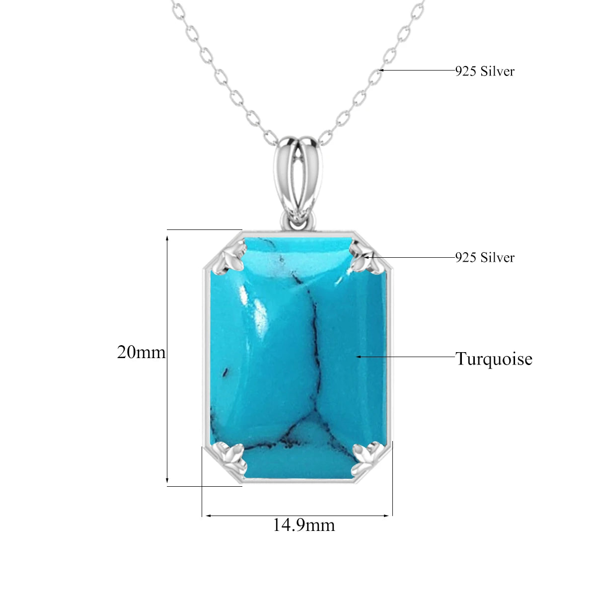 Real 925 Sterling Silver Aquamarine Necklace Pendant Anniversary Banquet Accessories Woman Fine Jewelry 2022 New Without Chain