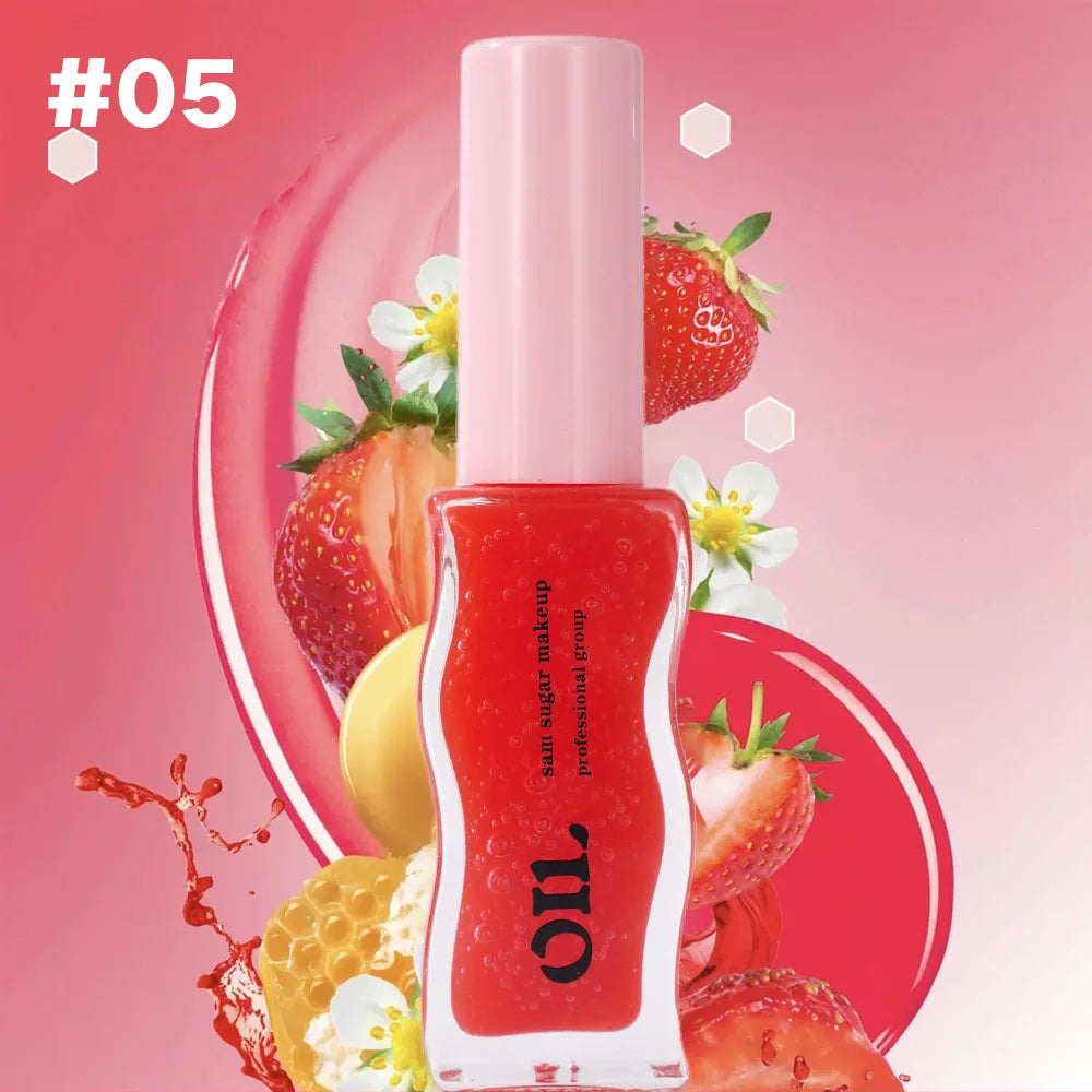 SAM SUGAR Honey Infused Hydrating Lip Oil 8ml Long Lasting Moisturizing Liquid Lip Gloss 6 Colors Temperature Makeup Cosmetics