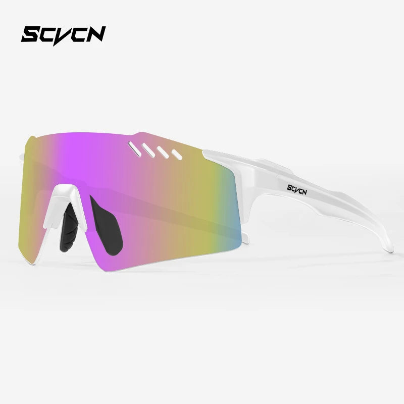 SCVCN Fashion Rimless Cycling Glasss Outdoor Sports Running Drving Sunglasses for Men Fishing Goggles Mtb Bicycle Eyewear 1 Lens