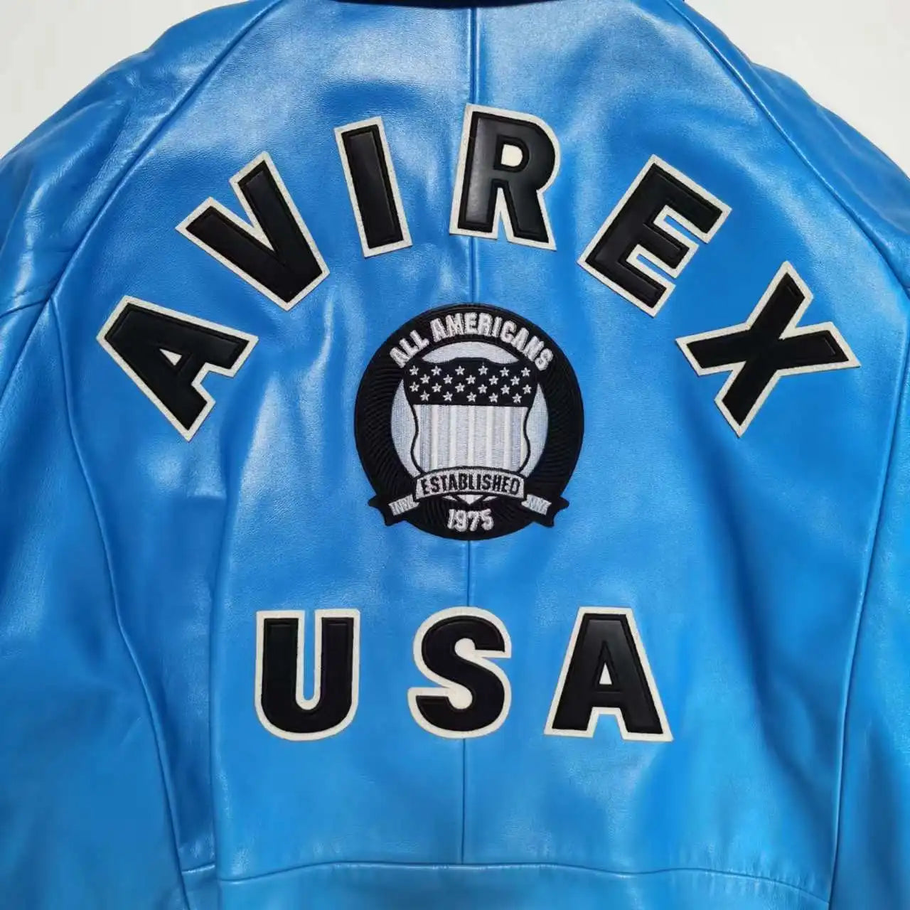 AVIREX New French Lambskin Baseball Suit Men's Gradient Fashion Casual US Size Original Lapel Loose Genuine Leather Jacket coat