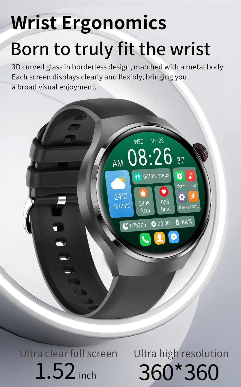 LIGE New Smart Watch Men 1.52 inch Full touch Screen  Bluetooth Call Heart Rate Waterproof Men SmartWatch For GPS Sport Tracker