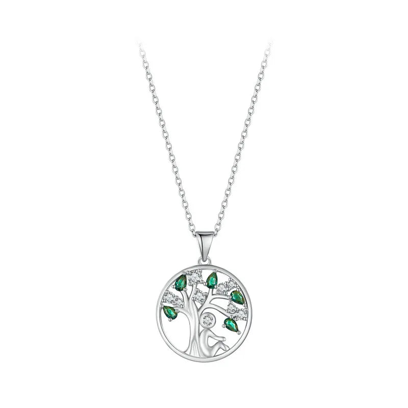 BAMOER 925 Sterling Silver Tree of Life Necklace for Women, 14K Gold Plated Lucky Tree Pendant Necklaces Jewelry for Girlfriend