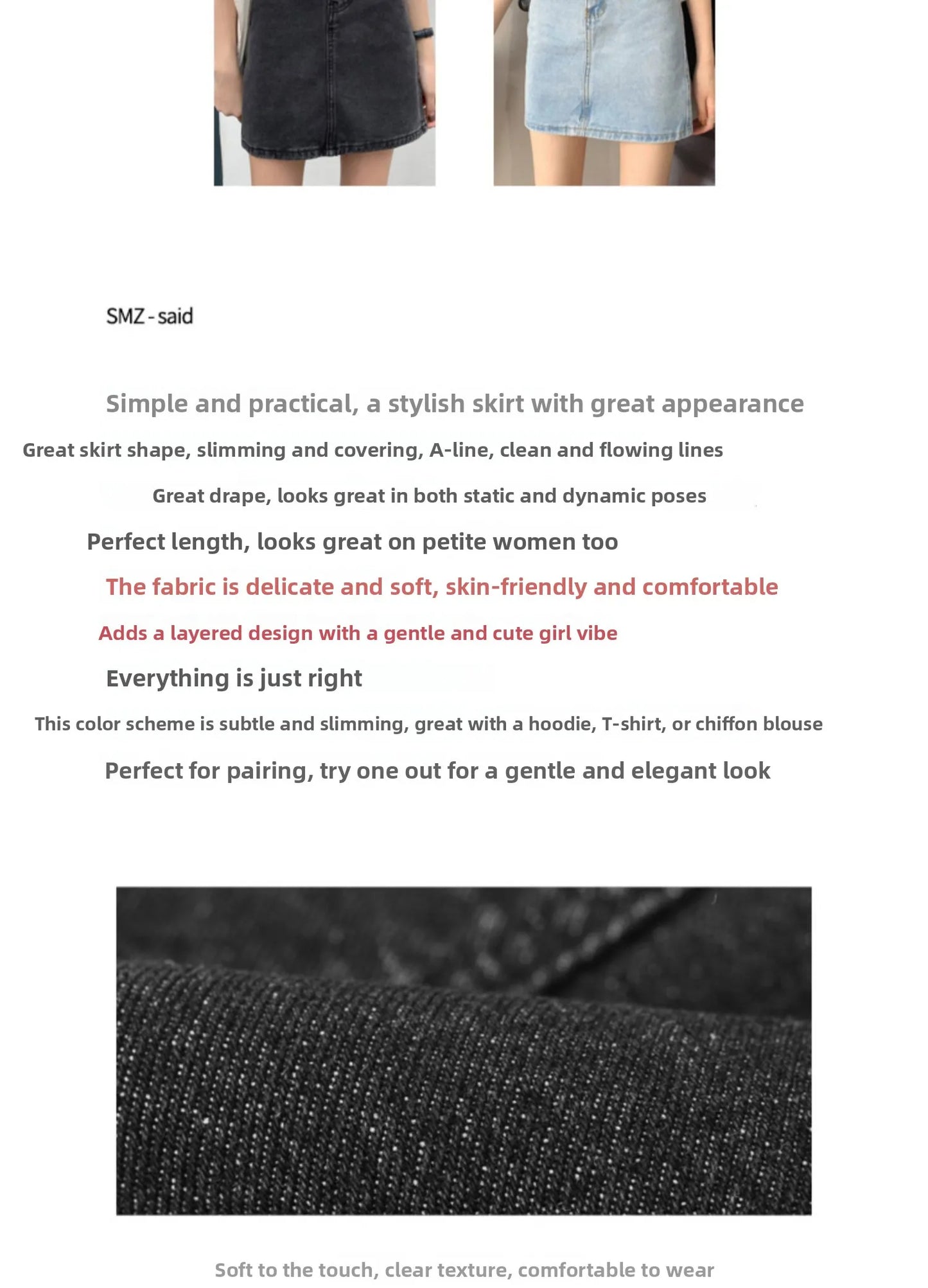 Spring New Women's Denim  Skirt A-Line Flared Skirts Butt Covering Body Slimming f-length for plus Size MM
