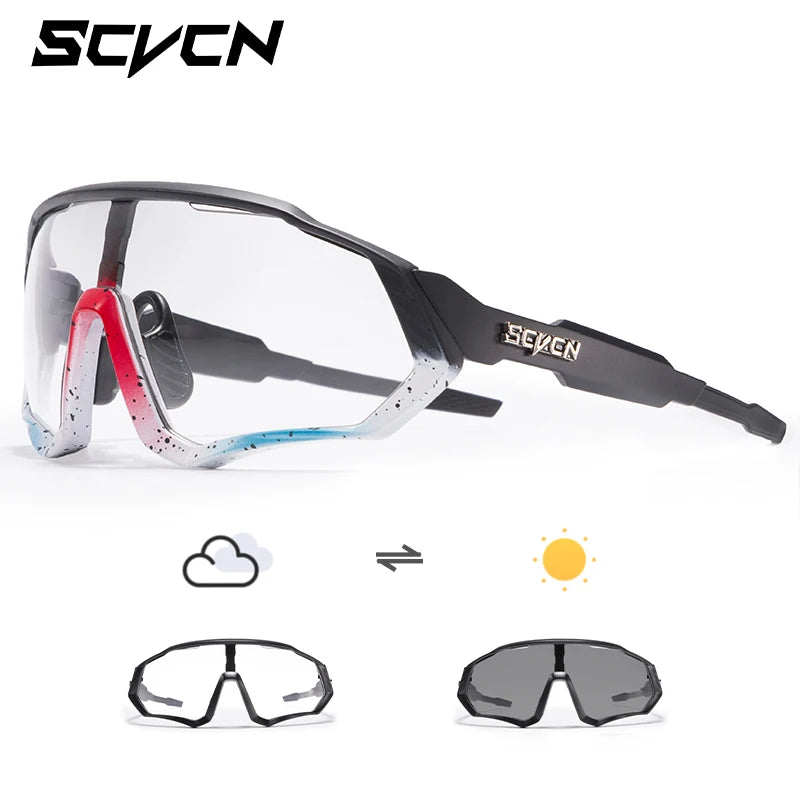 SCVCN Cycling Glasses Road Bike Eyewear Men Sports Eyewear Women Outdoor Goggles UV400 Bicycle Cycling Photochromic Sunglasses