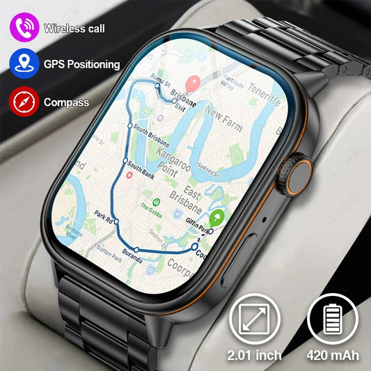 LIGE NEW GPS Smart Watch Men Compass Sports Fitness Bluetooth Call IP68 Waterproof Men Women Smartwatch For Xiaomi HUAWEI iPhone