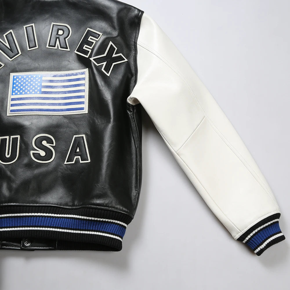 USA Size Varsity Jackets 100% European Lambskin Fashion Casual Baseball Jersey Chenille Embroidered Patch Genuine Leather coat