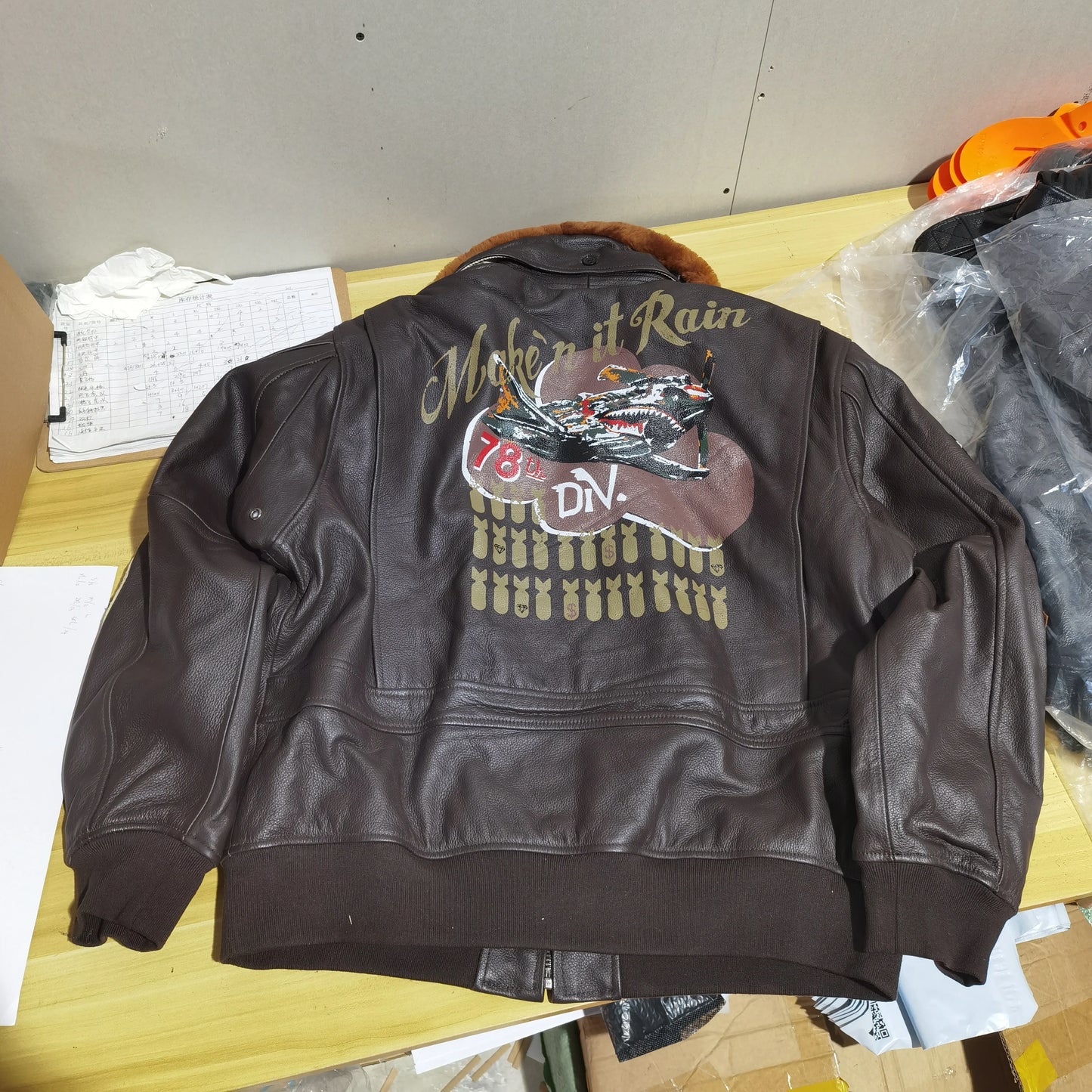 Super Fast Shipping G1 Pilot Jacket Men Removable Hair Collar Genuine Cowhide Vintage Embroidered Label Casual Leather coat TOP