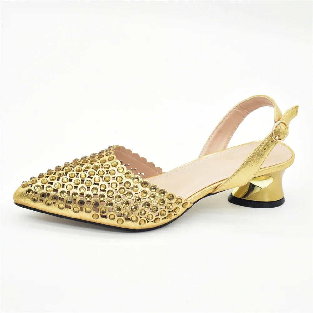 New Arrival Pointed Toe Women Sandals Shoes and Bag Set for Ladies Wedding Party Pumps Italian Shoes and Bags Matching Set