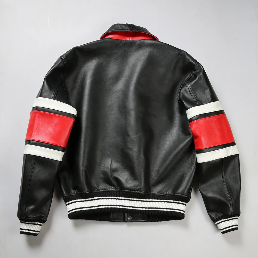Men's Clothing Genuine Leather Jacket with American Size French Lamb Leather Embroidery Autumn Winter Classic Warm Casual Coat