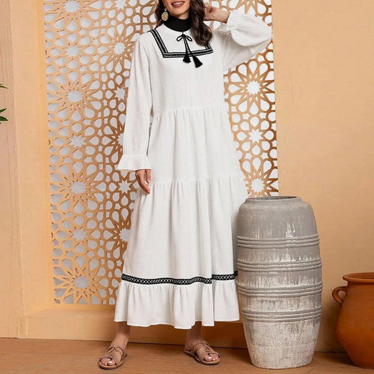 Rafiah Women's Arabian Dress Autumn Winter 2025 Fashion Solid Color Long Sleeve Mock Neck Arabian Dress For Women