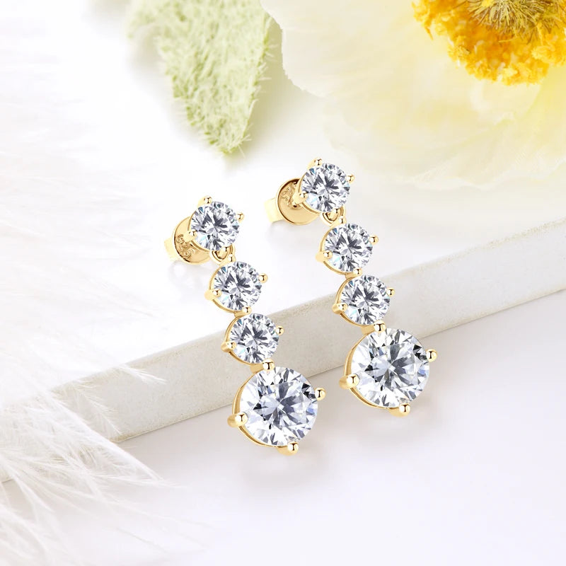 Lnngy Certified D2.00CT Moissanite Drop Earring With GRA 925 Sterling Silver Pendant Earrings for Couples Wedding Jewelry Gift