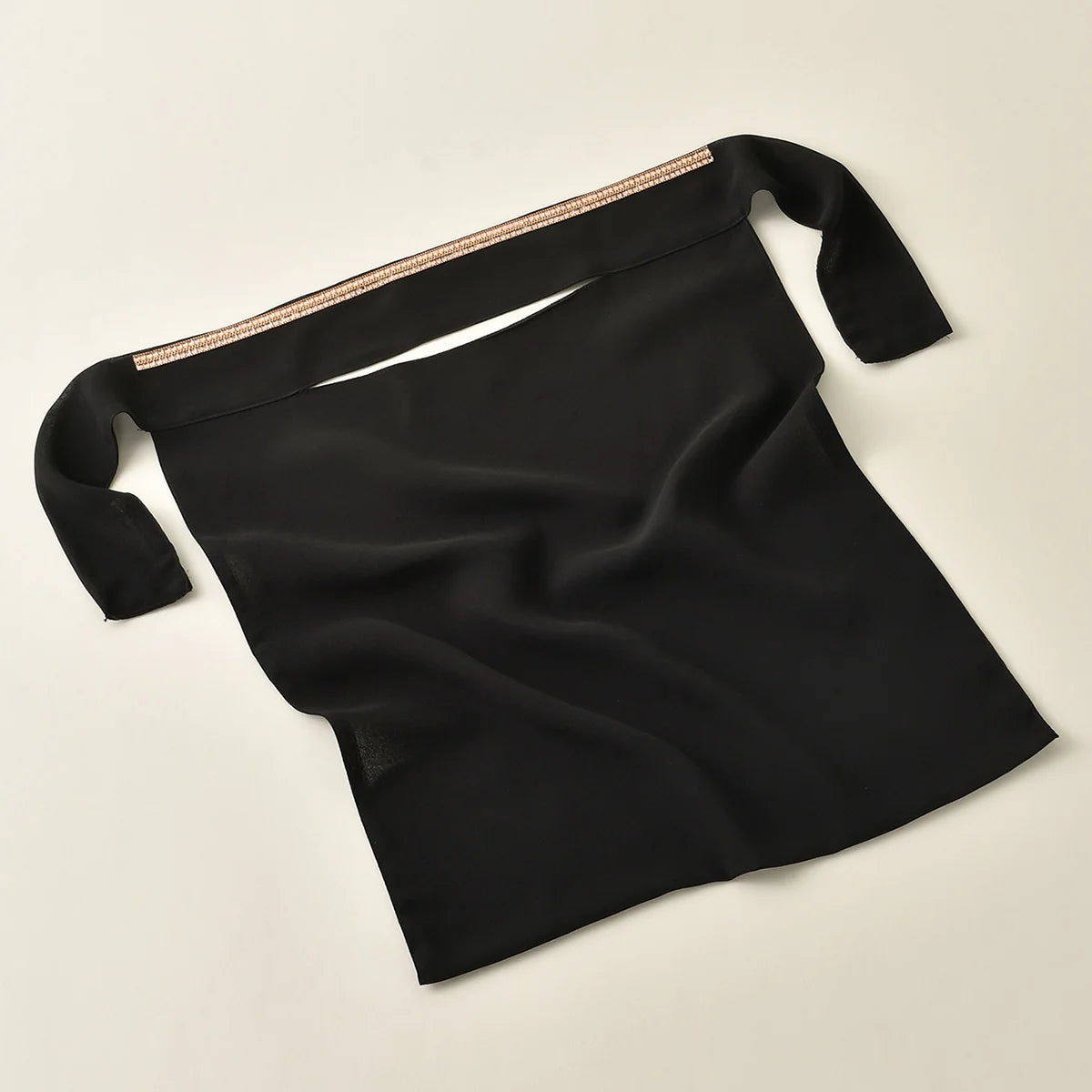 Black Chiffon Scarf Tie Back Niqab New Pearl Face Cover Muslim Prayer Khimar Niqab Face Cover for Women Solid Color Shawls