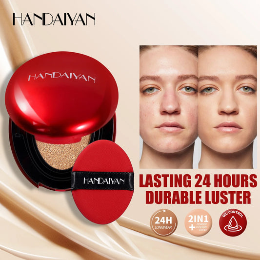 HANDAIYAN 5Color Red Box Concealer Cushion For Easy Application And Long-Lasting Skin Touching Face With Puff For Women's Makeup