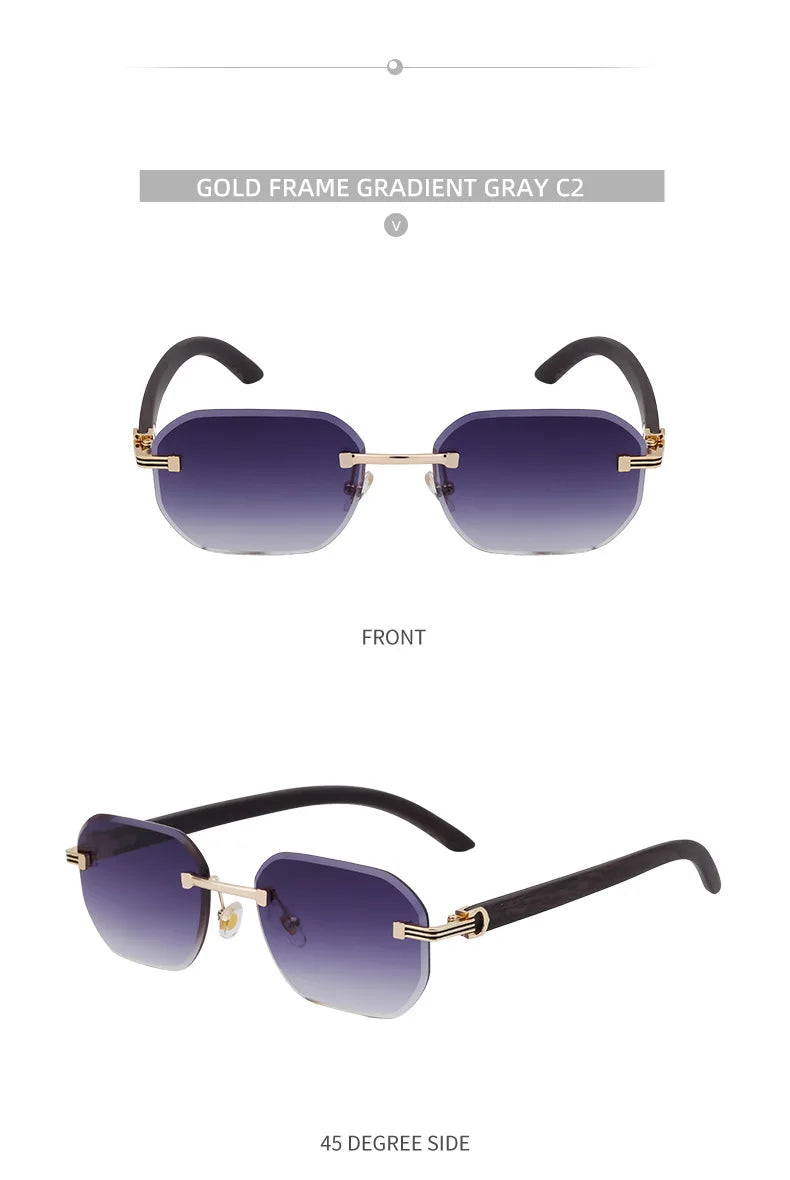 Vintage Square Rimless Sunglasses – 2025 Luxury UV400 Anti-Blue Light Eyewear for Men