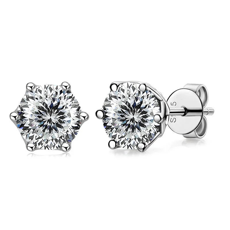 JoyceJelly 1/2/4CT VVS D Color Moissanite Russian Cut 8H8A Lab Diamond Stud Earrings For Women S925 Sterling Silver Fine Jewelry