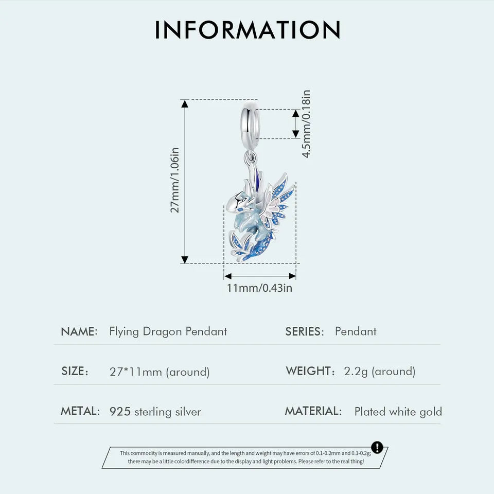 Bamoer  925 Sterling Silver Phoenix Pendant Dragon Charms Enamel Process Plated Platinuma Fit Women DIY Bracelet Fine Jewelry