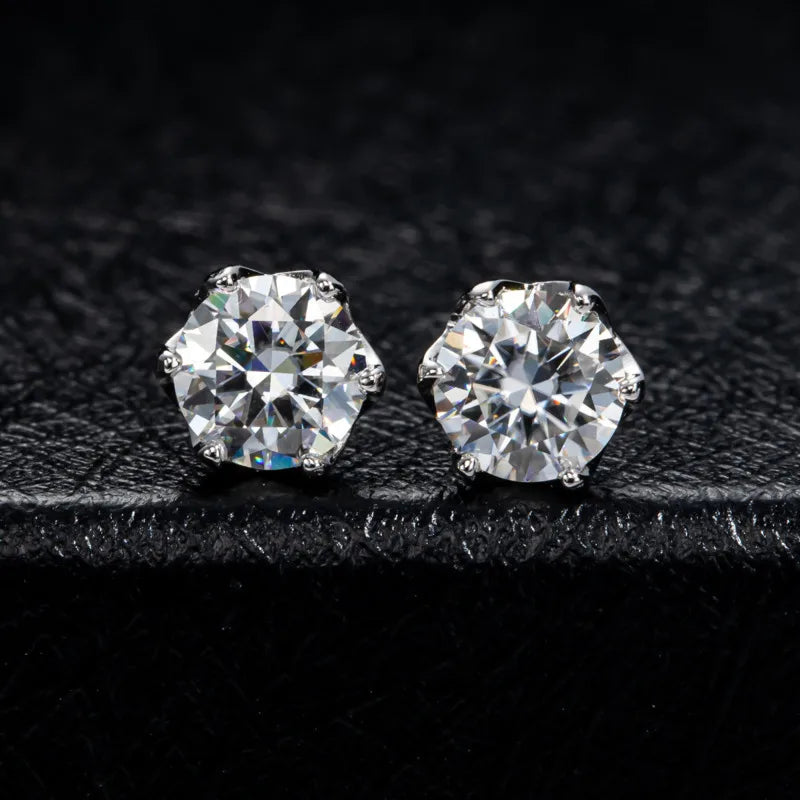 JoyceJelly 1/2/4CT VVS D Color Moissanite Russian Cut 8H8A Lab Diamond Stud Earrings For Women S925 Sterling Silver Fine Jewelry