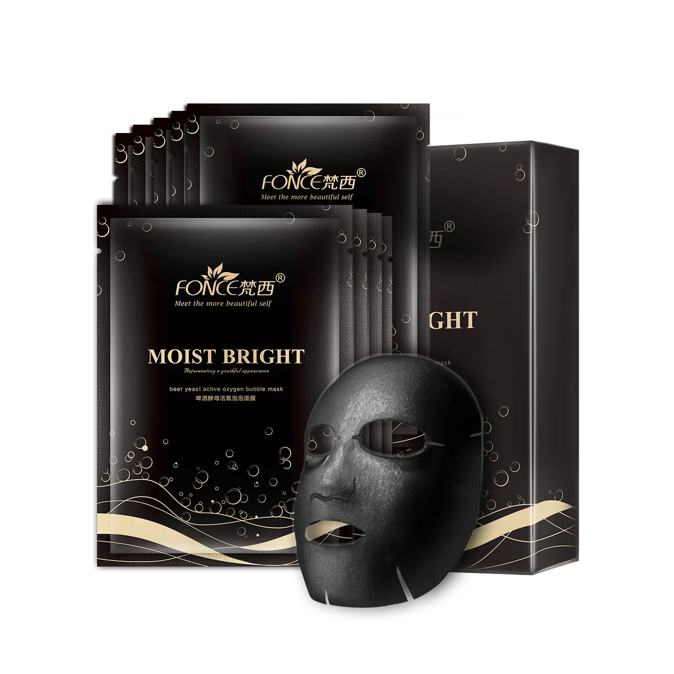 10pcs FONCE Oxygenating Black Sea Salt Bubble Mask Moisturizing Mask Care Deep Purifying Moisturizing Mask