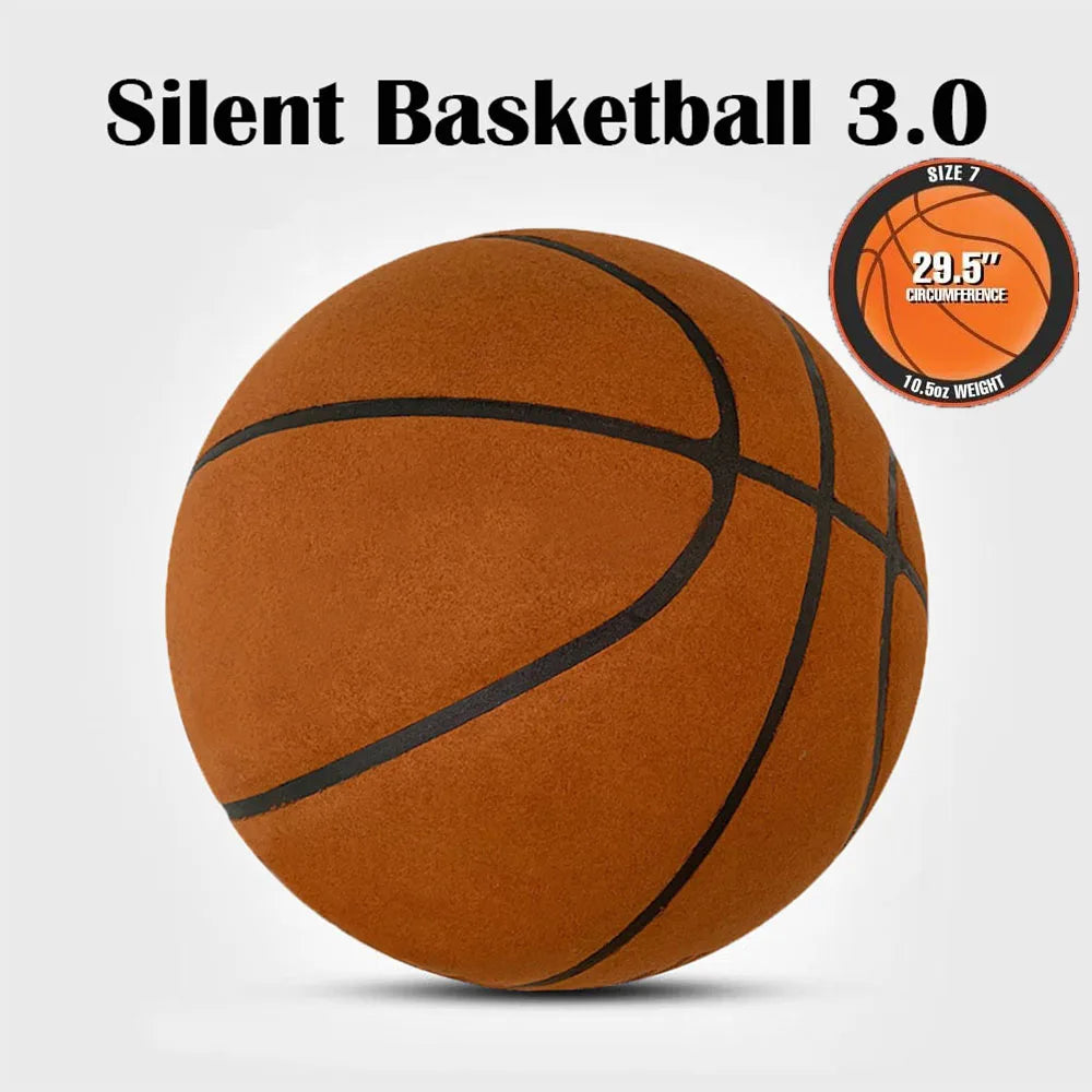Grooved Silent Basketball w/ 90% Original Bounciness 29.5″ Quiet Bounce Indoor NBA Size No7 Airless PU Foam Basketball Xmas Gift