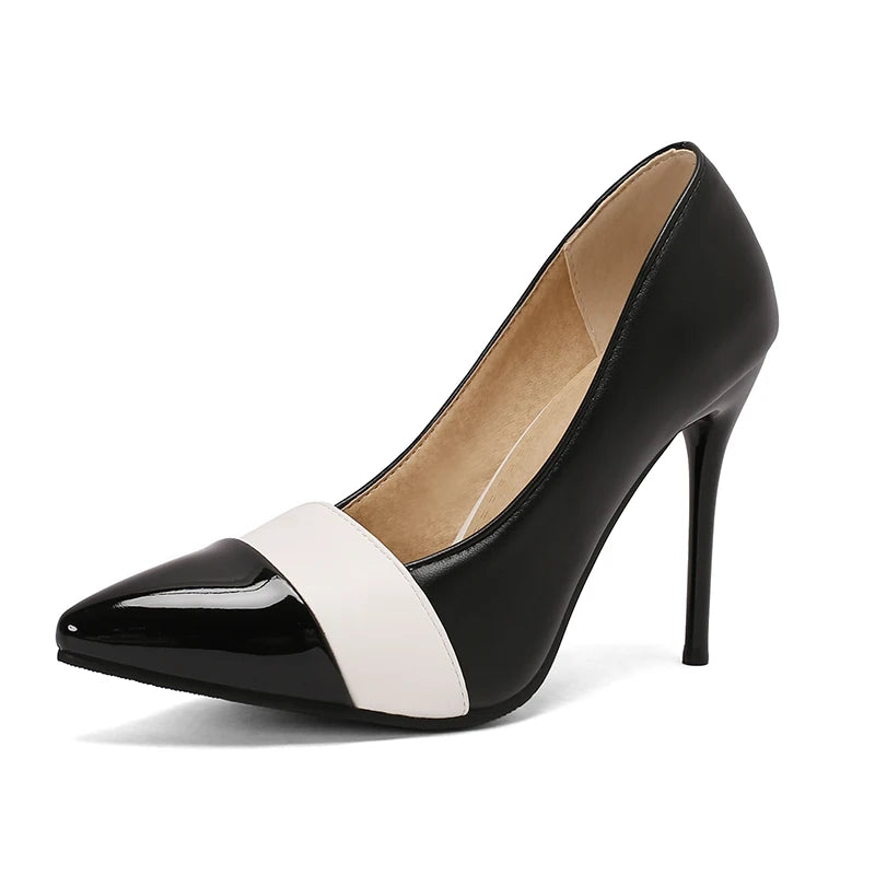 Women’s Mixed Colour Stiletto Pumps – Thin High Heels Pointed Toe Office Shoes