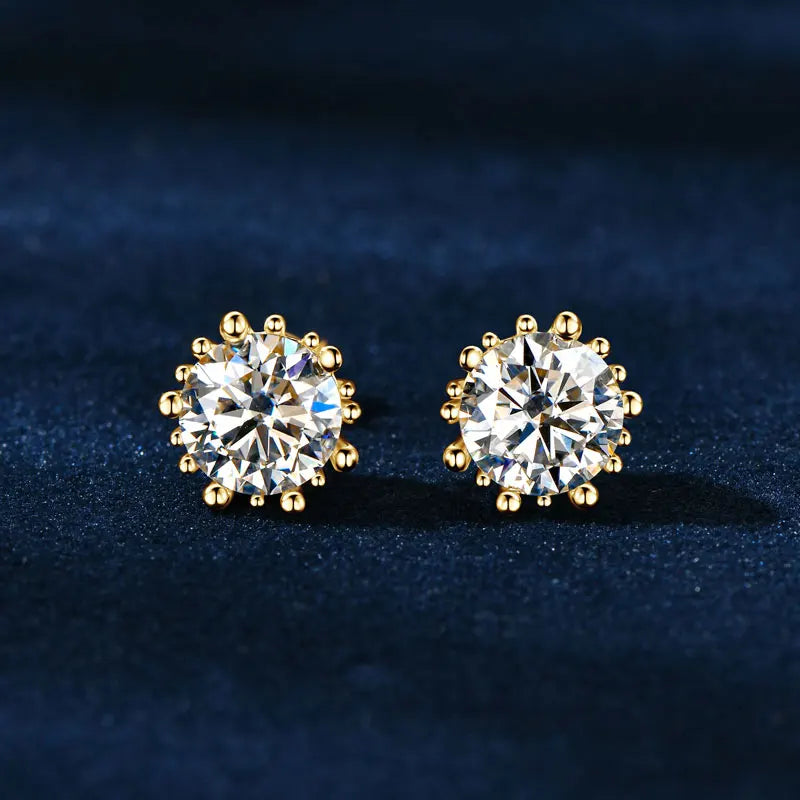 Lnngy Single 2.0ct Moissanite Stud Ear Women 925 Sterling Silver Fashion Earrings For Wedding Engagement Elegant Jewelry Gift
