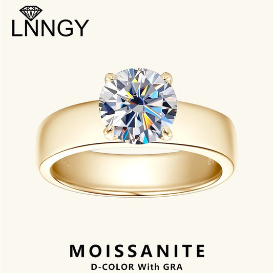 Lnngy 8mm Moissanite Solitaire Ring Certified 925 Sterling Silver Wide Chunky Rings For Women Girls Wedding Party Jewelry Gift