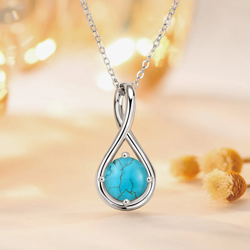 Lnngy Genuine 925 Sterling Silver Infinity Pendant Necklace Colorful Zircon Birthstone Necklaces for Women Jewelry Collar Mujer