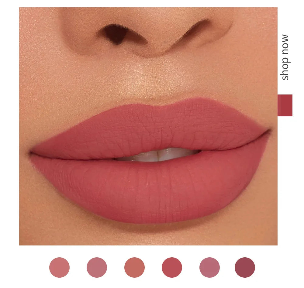 HANDAIYAN 6 Shade Lipstick Set Matte Finish Liquid Lip Gloss Waterproof Long Lasting No Smudge Vegan Beauty