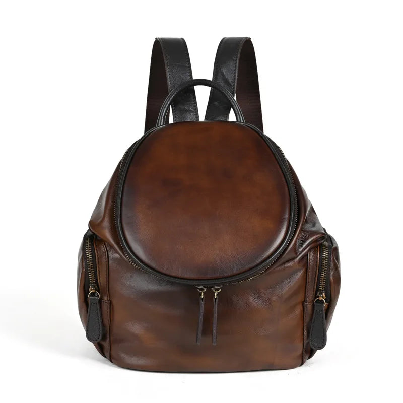 MOTAORA New Retro Cowhide Women's Backbag Genuine Leather Solid Color Handbag Large Capacity Soft Travel Schoolbag Shoulder Bag