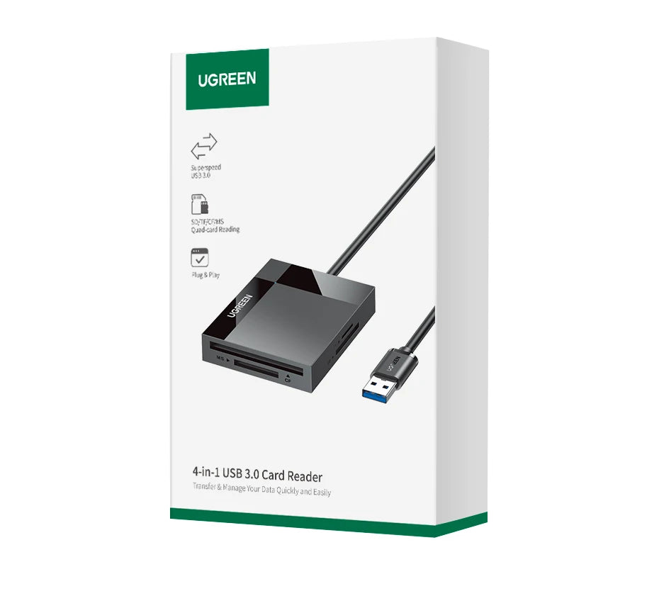 UGREEN Card Reader 4-in-1 USB3.0/USB-C SD Micro SD TF CF MS Compact Flash Card Adapter for Laptop PC Multi OTG Smart Card Reader