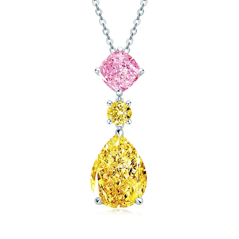 Lnngy Certified 925 Sterling Silver Chain Necklace Irregular Colorful Gemstone Pendant Necklaces for Women Collar Mujer