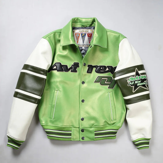Fall Winter Fashion Trend men's Clothing Men's Real Sheep Leather Jacket American Size Classic Vintage Basketball Daily Coat