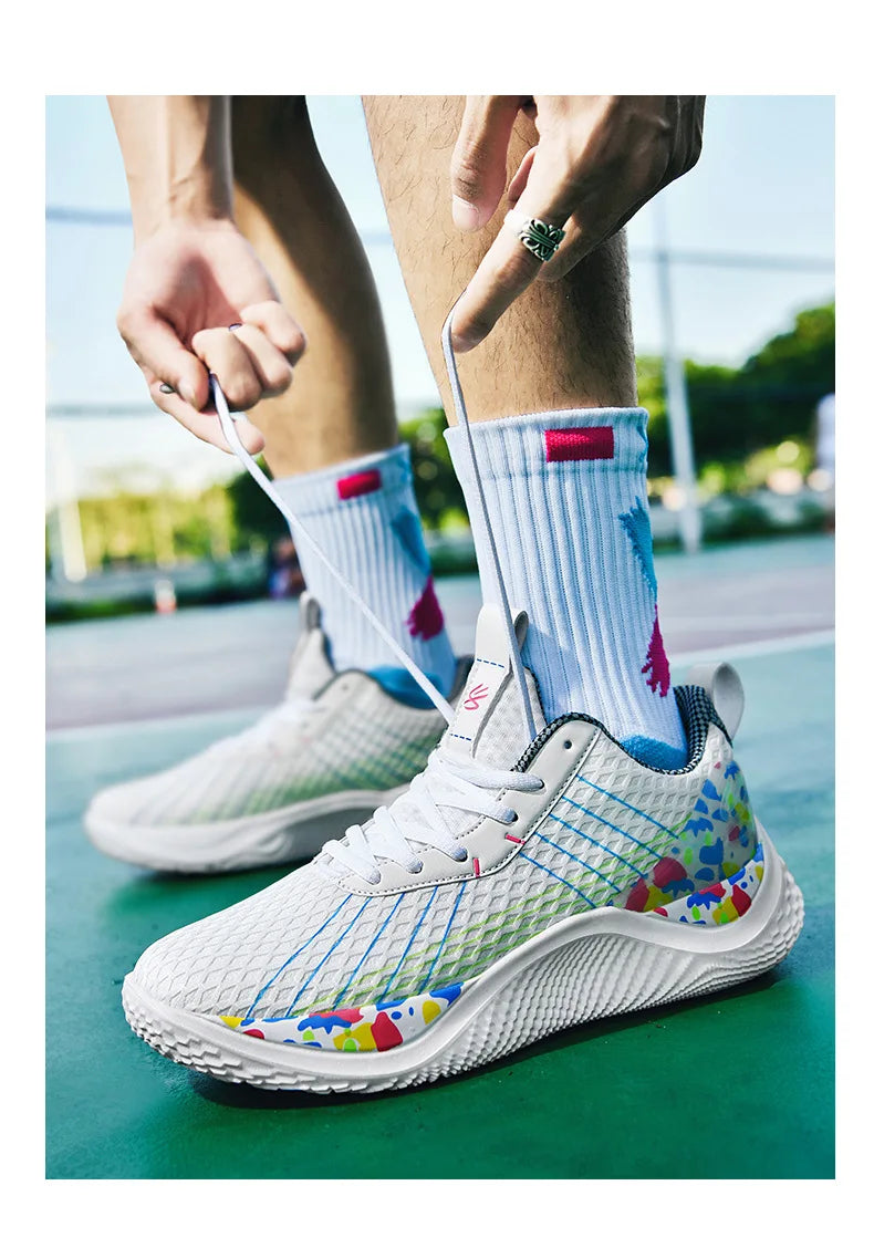 Summer New Men's Casual Shoes Breathable Comfortable Running Large Size Basketball Shoes Fashionable Versatile Couple Shoes