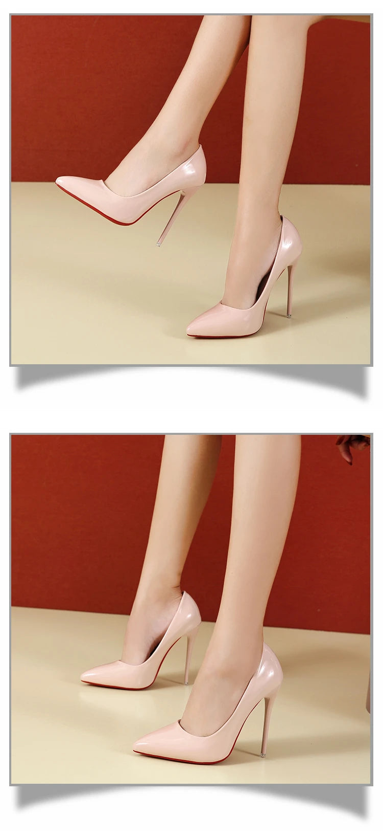 Temperament 12cm Super High Thin Heels Shoes Women Pumps Pointed Toe Colorful Patent Leather Stiletto Wedding Shoe Size 45